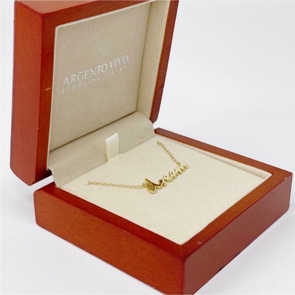 Dream Script Necklace by Argento Vivo Gold Script Message Word Art NWT New - Picture 8 of 9